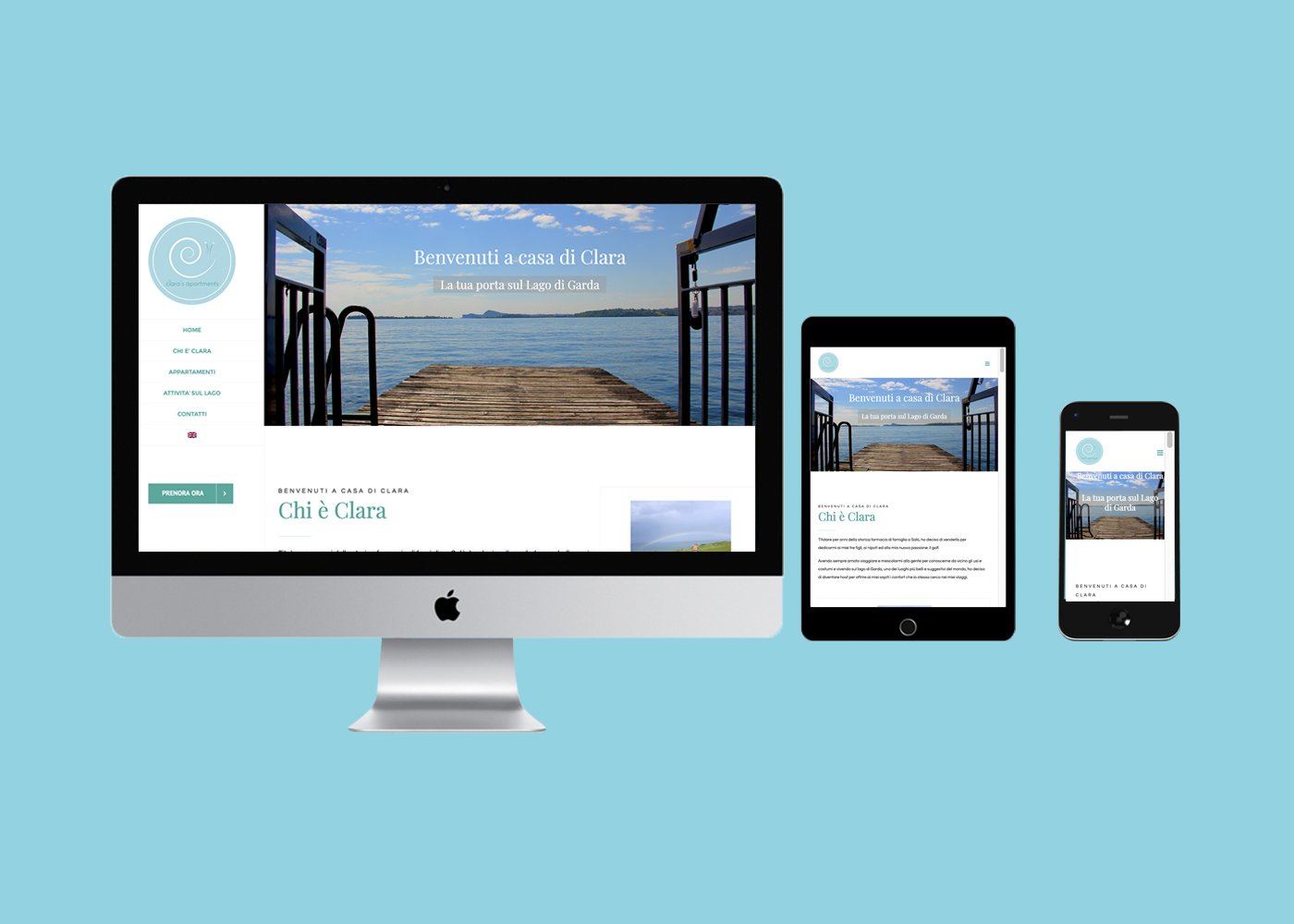 Mockup consisting of laptop, tablet pc and mobile smartphone with blank screen. For adaptive design presentation.